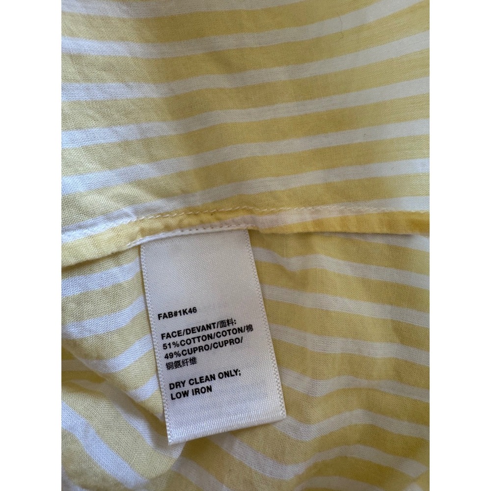 LAFAYETTE 148 Justice Yellow‎ White Stripe Short Sleeve Button Down Shirt X - Picture 9 of 12